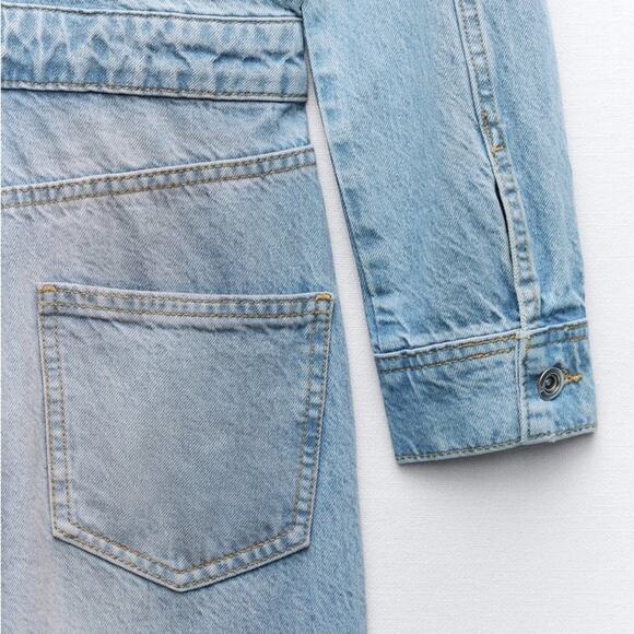 ZARA Z1975 PINK DYED DENIM JUMPSUIT - Picture 8 of 9